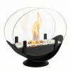 Oval Glass Large Tabletop Fireplace 11.2" Portable Fire Bowl Pot Clean Burning Fireplace for Indoor Outdoor Patio Parties Events(Black)