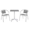 3-Piece Outdoor Patio Bistro Table Set with Aluminum Frame, Woodgrain-Style Tabletop & Draining Slat Design