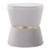 Gemma Contemporary/Glam Ottoman in Silver Velvet and Gold Metal by