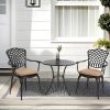 3 Piece Patio Bistro Set Cast Aluminum Bistro Table and Chairs Set of 2 with Umbrella Hole,All Weather Metal Bistro Table Set