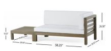 OANA RIGHT CORNER BENCH AND COFFEE TABLE, WHITE