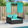 Patio Double Sun Lounger Black PE rattan, powder-coated steel
