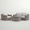 Stylish Rattan Wicker Fully Assembled 3-Person Seating Group with Plush Cushions – Perfect for Outdoor Relaxation