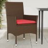 Patio Chairs with Cushions 2 pcs Brown Poly Rattan