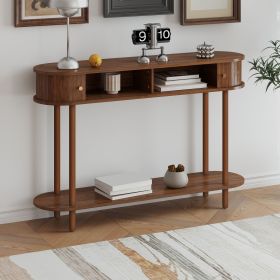 Fluted Console Table With Rolling Slatted Door, Narrow Entryway Table With Storage, Modern
Sofa Table For Behind Couch, Living Room