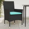 Patio Chairs with Cushions 2 pcs Black Poly Rattan