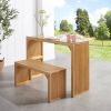 Natural Pine Dining Long Bench and Table Set – Versatile Indoor Wood Furniture for Entryway, Living Room, Kitchen