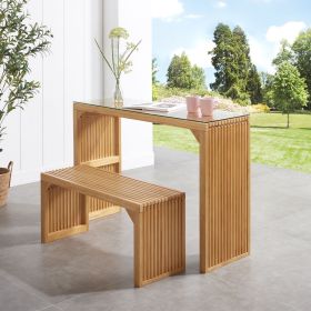 Natural Pine Dining Long Bench and Table Set – Versatile Indoor Wood Furniture for Entryway, Living Room, Kitchen