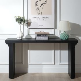 58in Modern Minimalist Black Wooden Console Table for Entryway, Living Room, and Hallway
