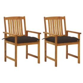 Patio Chair Set of 2 Natural Wood Solid Acacia Wood Standard