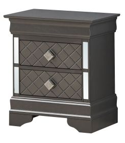 Chic Metallic Black Modern Nightstand
