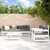 Garden Lounge Set White and Anthracite Solid Pine Wood Large