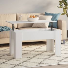 Coffee Table White Engineered wood Medium Adjustable