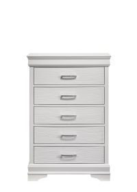 Modern 5 Drawers Chest made with Wood in White
