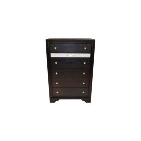 Matrix Traditional Style 5 Drawer Chest made with Wood in Black