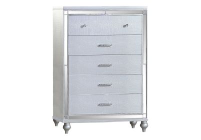Mirror Framed Chest Made With Wood in Silver Color