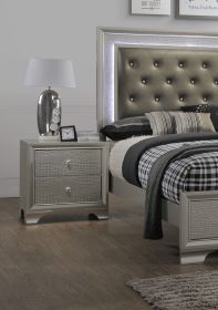 1pc Modern Glam Style Champagne Finish Two Drawer Nightstand Embossed Crocodile Pattern