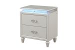 LED Night Stand Made with Wood in Milky White