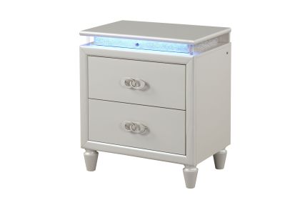 LED Night Stand Made with Wood in Milky White