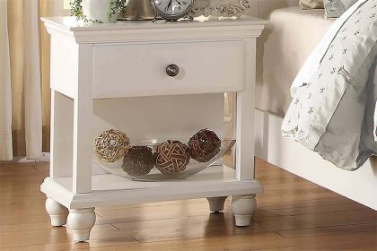 Modern Bedroom Nightstand White Color Wooden 1 Drawers And Shelf Bed Side Table Plywood