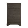 Classic Louis Philippe Style Stained Gray Finish 1pc Chest of 5x Drawers Traditional Design Bedroom Furniture