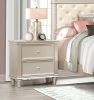 Silver Finish 1pc Nightstand of Textural Drawer Fronts Polished Knobs Modern Traditional Bedroom Furniture