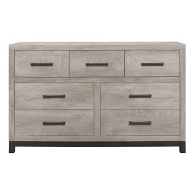 Attractive Gray Finish 1pc Dresser of 7x Drawers Metal Bar Hardware Premium Melamine Board Wooden Bedroom Furniture