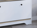 Calgary Shoe Rack; Superior Top; One Open Shelf; Two Extendable Shelves -Light Oak / White
