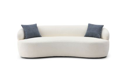 Mid Century Modern Curved Sofa, 3 Seat Cloud couch Boucle sofa Fabric Couch for Living Room, Bedroom, Office Beige
