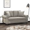 Throw Pillow Light Gray Velvet (100% polyester) 16 x 16 in