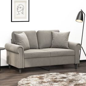 Throw Pillow Light Gray Velvet (100% polyester) 16 x 16 in