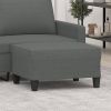 Footstool Dark Grey Polyester Compact Footrest Rectangular