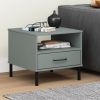Bedside Table Grey Solid pine wood Bedside Table Rectangular