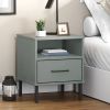Bedside Cabinet Grey Solid pine wood, metal Bedside Cabinet