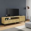 TV Cabinet Brown Solid pine wood, metal Medium TV Cabinet