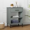 Console Cabinet Grey Solid pine wood, metal Medium
