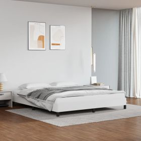 Bed Frame White Faux leather, plywood, engineered wood King