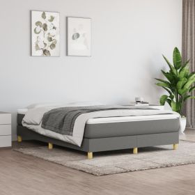 Bed Frame Dark Grey Polyester Queen Rectangular Modern