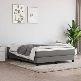 Bed Frame Dark Grey Polyester, Plywood, Engineered Wood Full