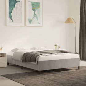 Bed Frame Light Grey Velvet (100% polyester), plywood Full