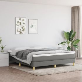 Bed Frame Dark Gray Polyester, Plywood, Engineered Wood King