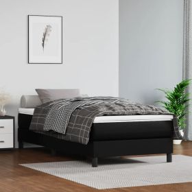 Bed Frame Black Faux leather, plywood Twin XL Sturdy Bed Frame