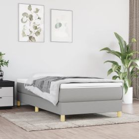 Bed Frame Light Gray Polyester, Plywood, Engineered Wood Twin XL