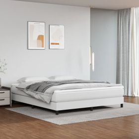 Bed Frame White Faux Leather King Durable Bed Frame