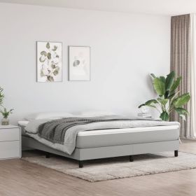 Box Spring Bed Frame Light Gray King Fabric (US Only)