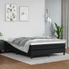Bed Frame Black Faux leather, plywood, engineered wood