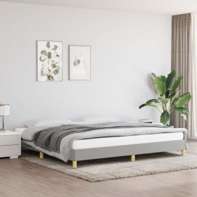 Bed Frame Light grey 100% polyester, plywood, engineered wood King
