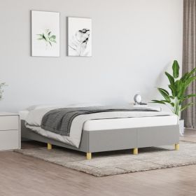 Bed Frame Light Grey Polyester, Plywood, Engineered Wood Full