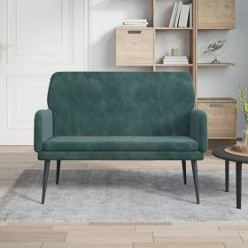 Bench Dark Green Velvet (100% polyester), metal, plywood Medium