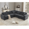 Oversized Modular Sectional Sofa Set, L Shaped Couch,Corduroy ,Upholstered,Deep Seat,,5 Seat,5 Throw pillow and 6 back cushion